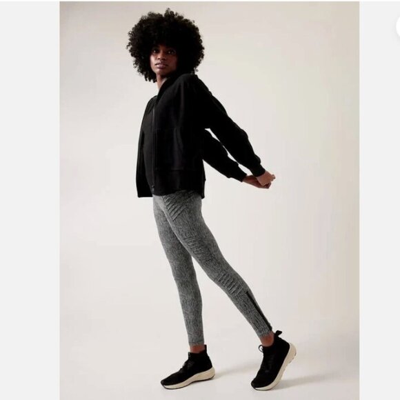 Athleta Delancey Textured Moto Leggings Braiden Black Fitted Pants XL - Picture 1 of 6